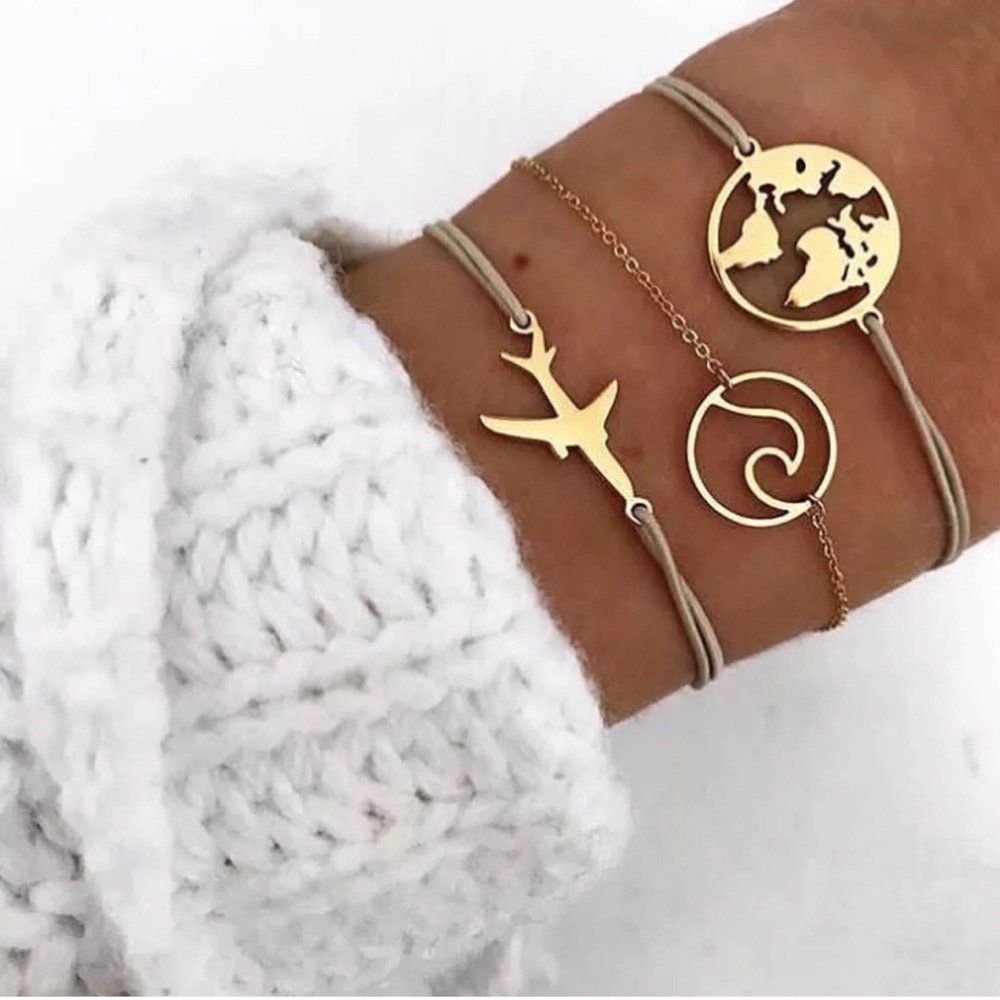 NEW wave earth airplane gold fashion bracelet